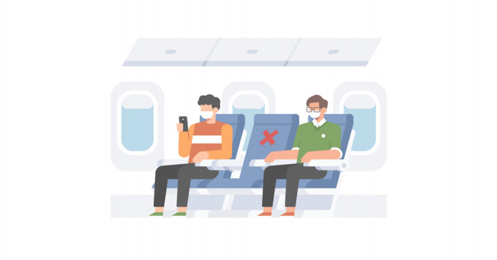 representing empty middle seat on Airplane