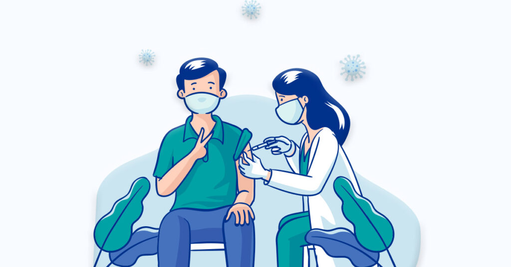 Man getting Vaccinated (injection) by doctor