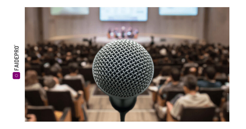Event planning conferences with focused mic
